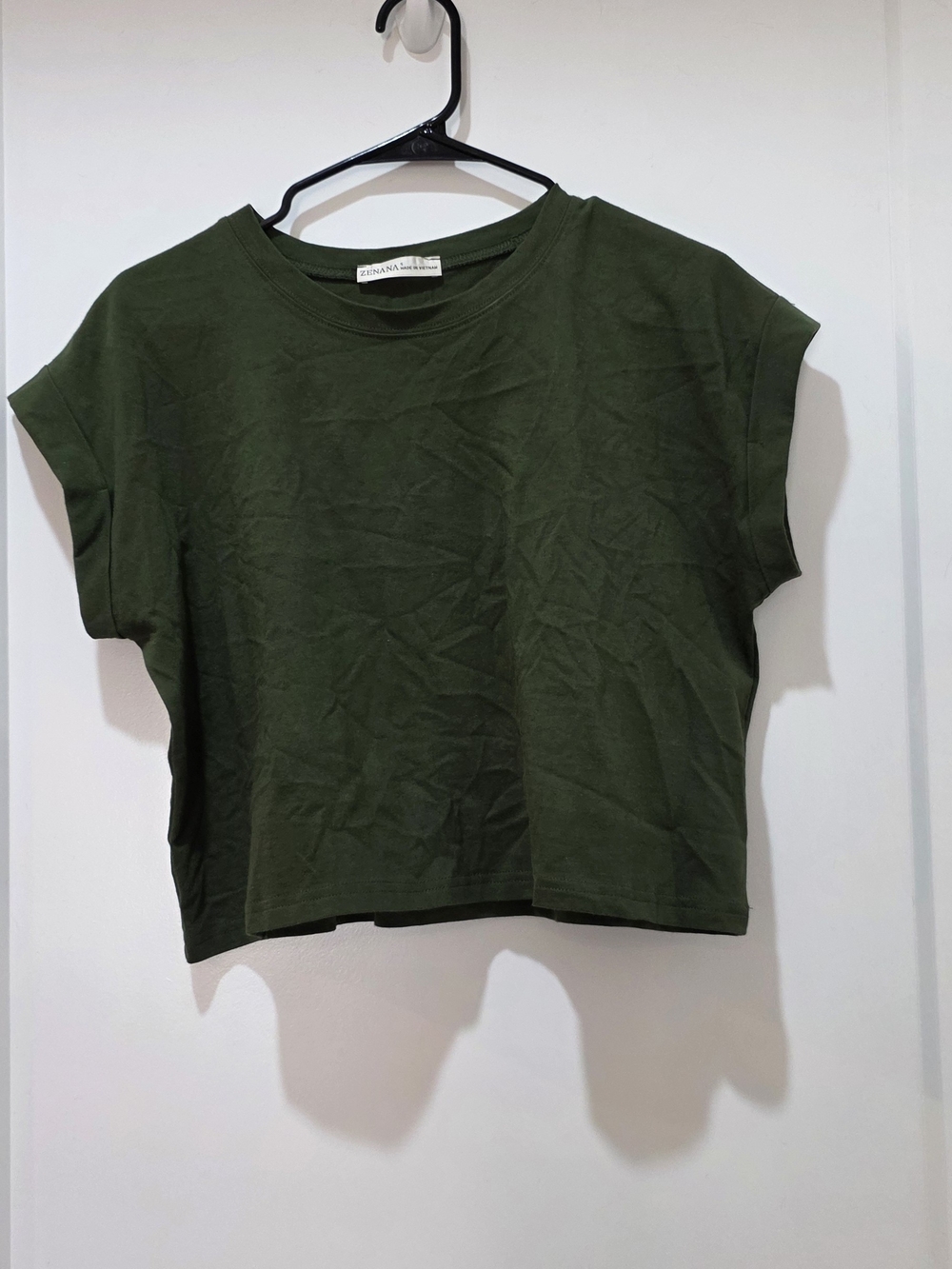 Zenana Outfitters Olive Green Cropped Tee